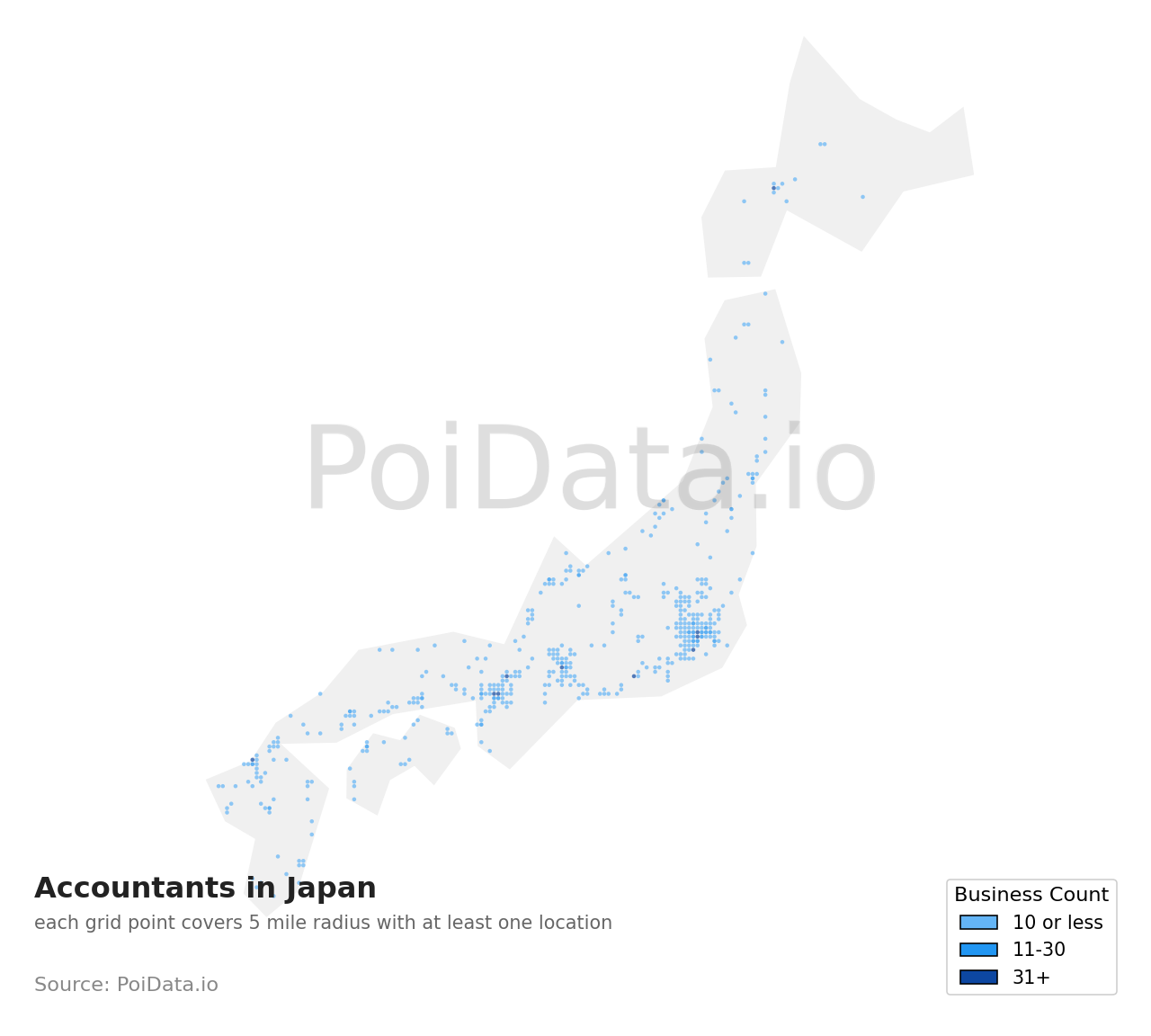 Accountant density map for Japan