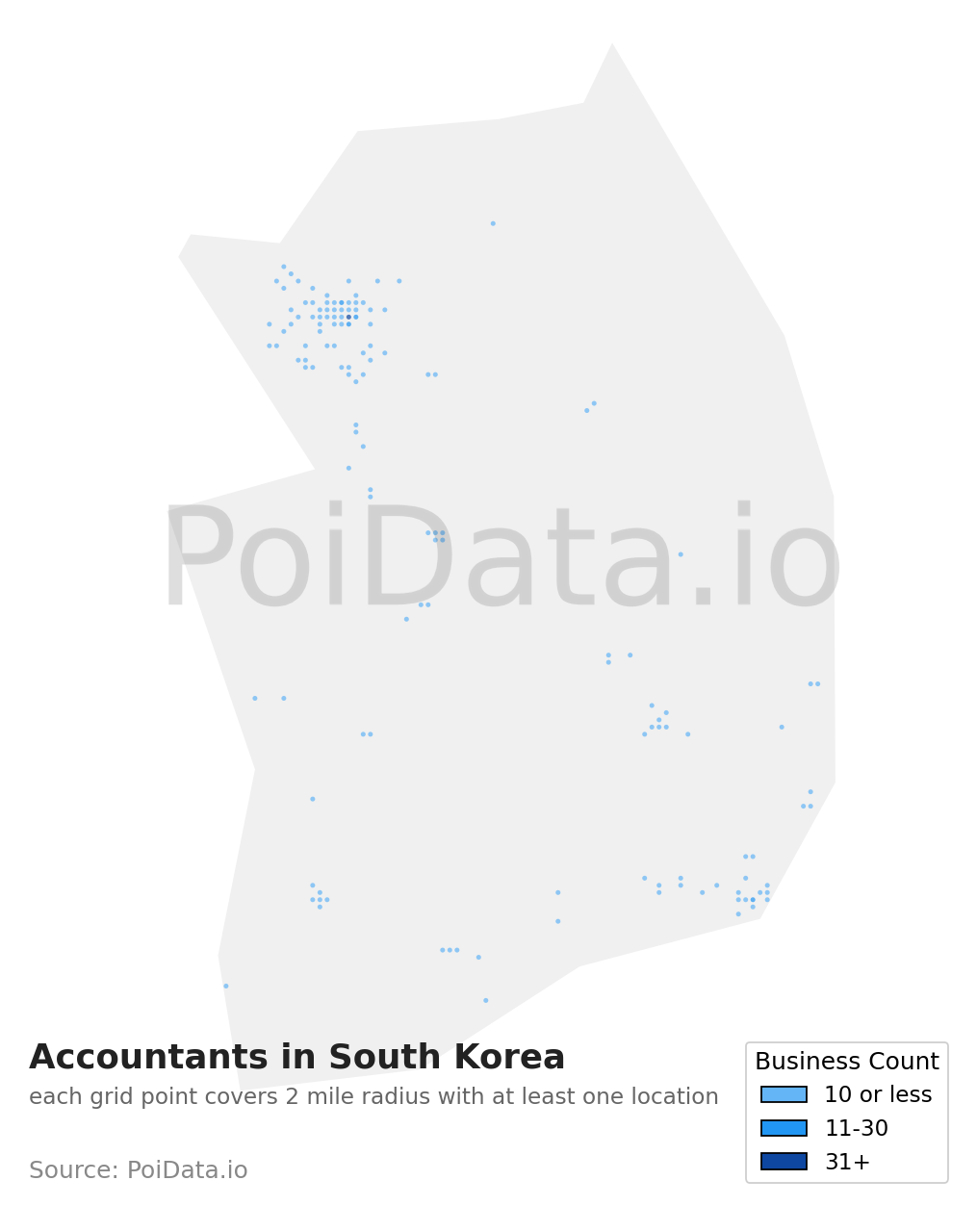 Accountant density map for South Korea