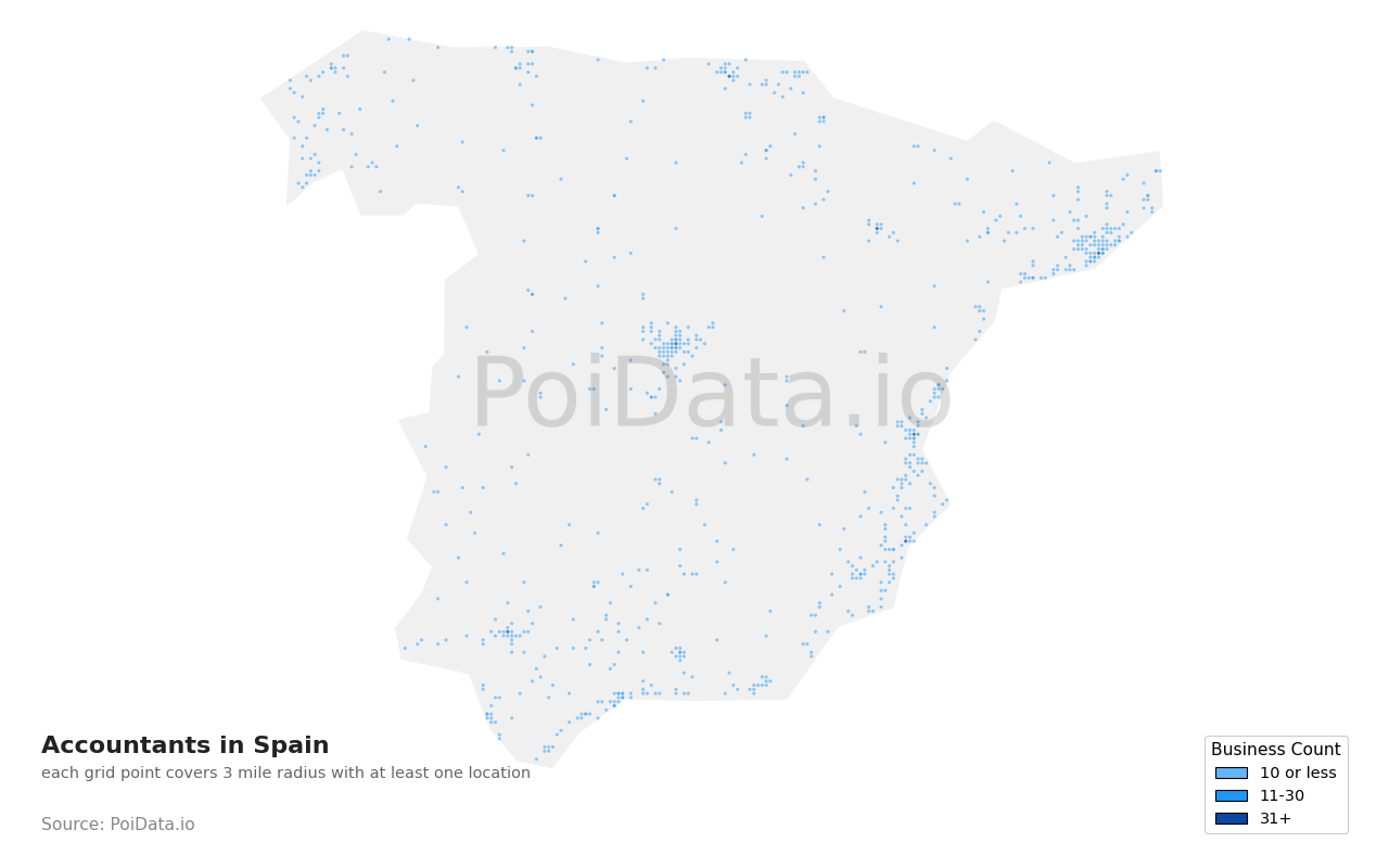 Accountant density map for Spain