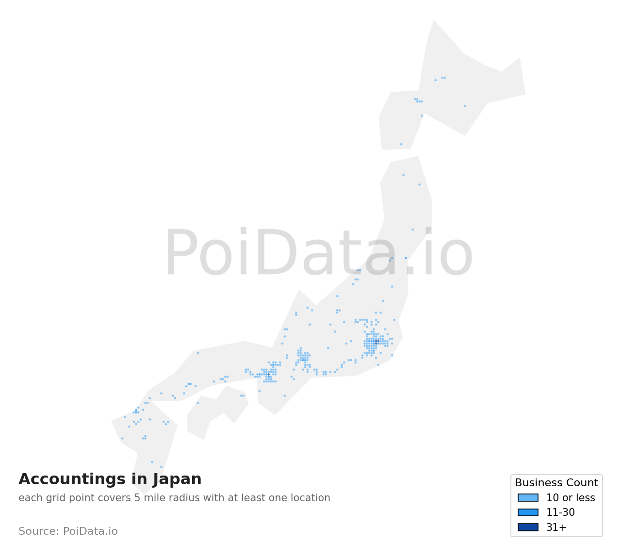 Accounting density map for Japan