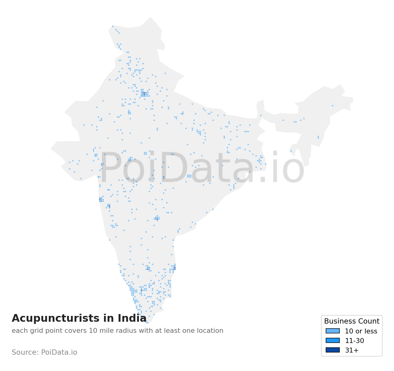 Acupuncturist density map for India