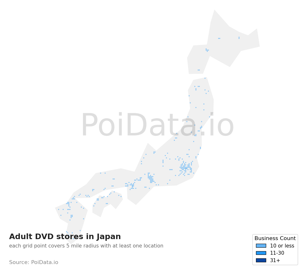 Adult DVD store density map for Kasuya District, Fukuoka, Japan