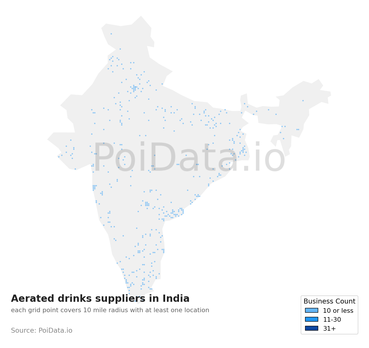 Aerated drinks supplier density map for India