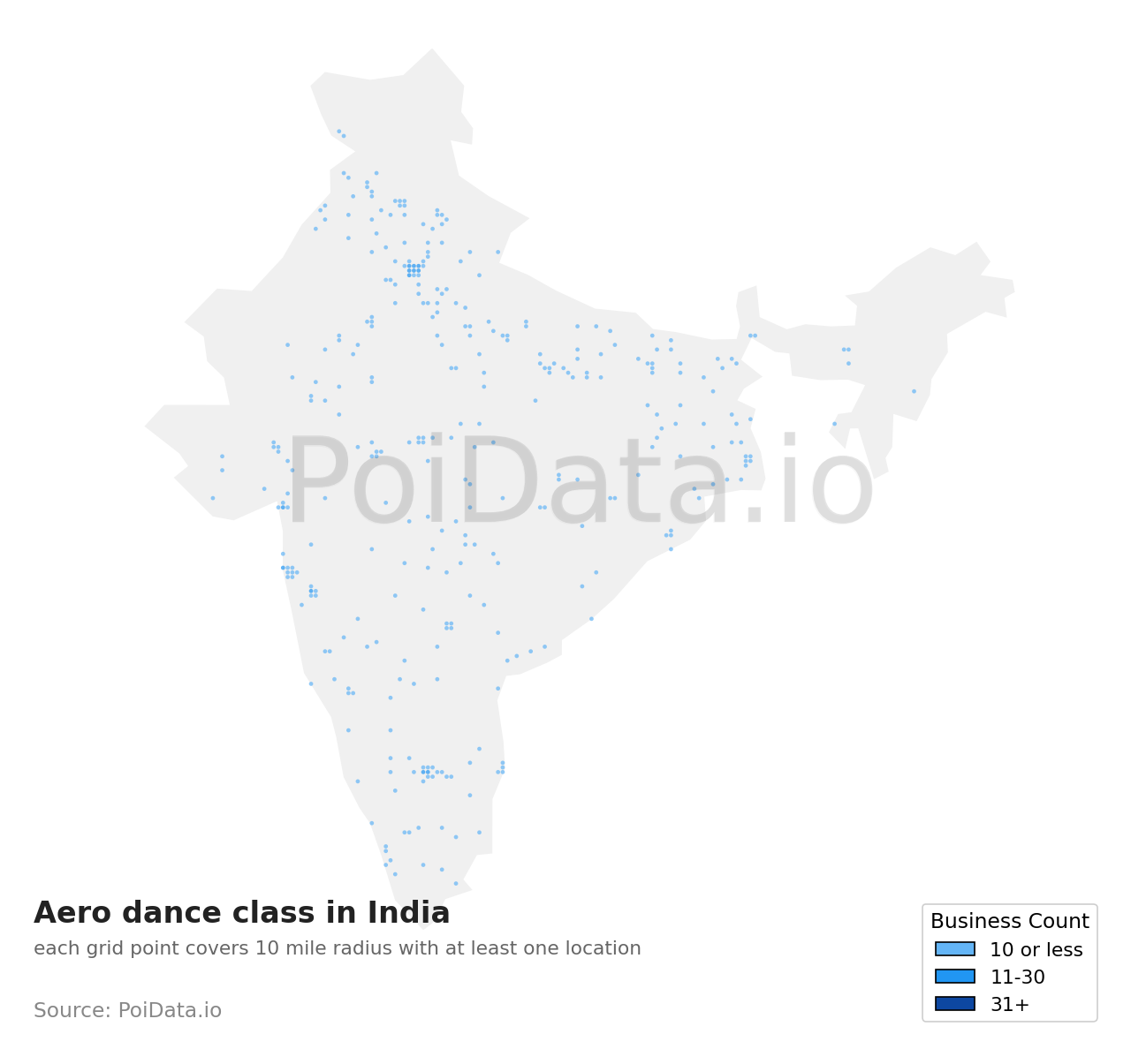 Aero dance class density map for India
