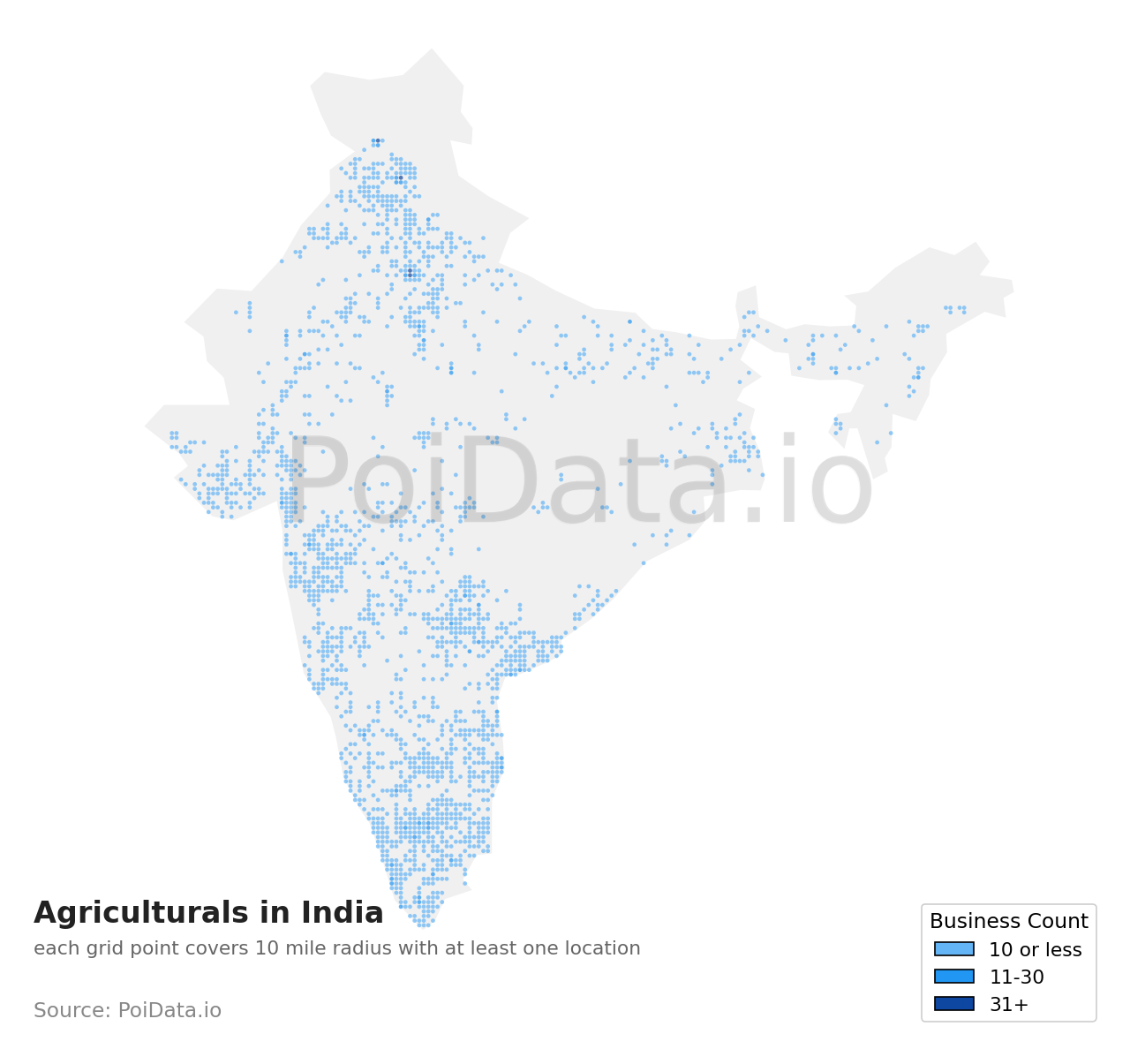 Agricultural density map for India