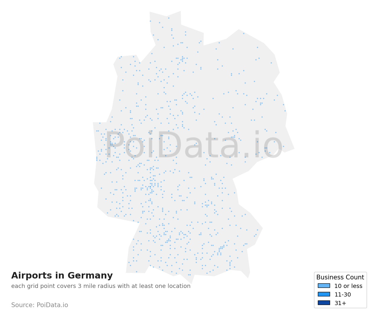 Airport density map for Germany