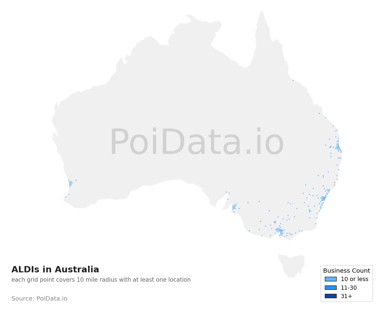 ALDI density map for Australia