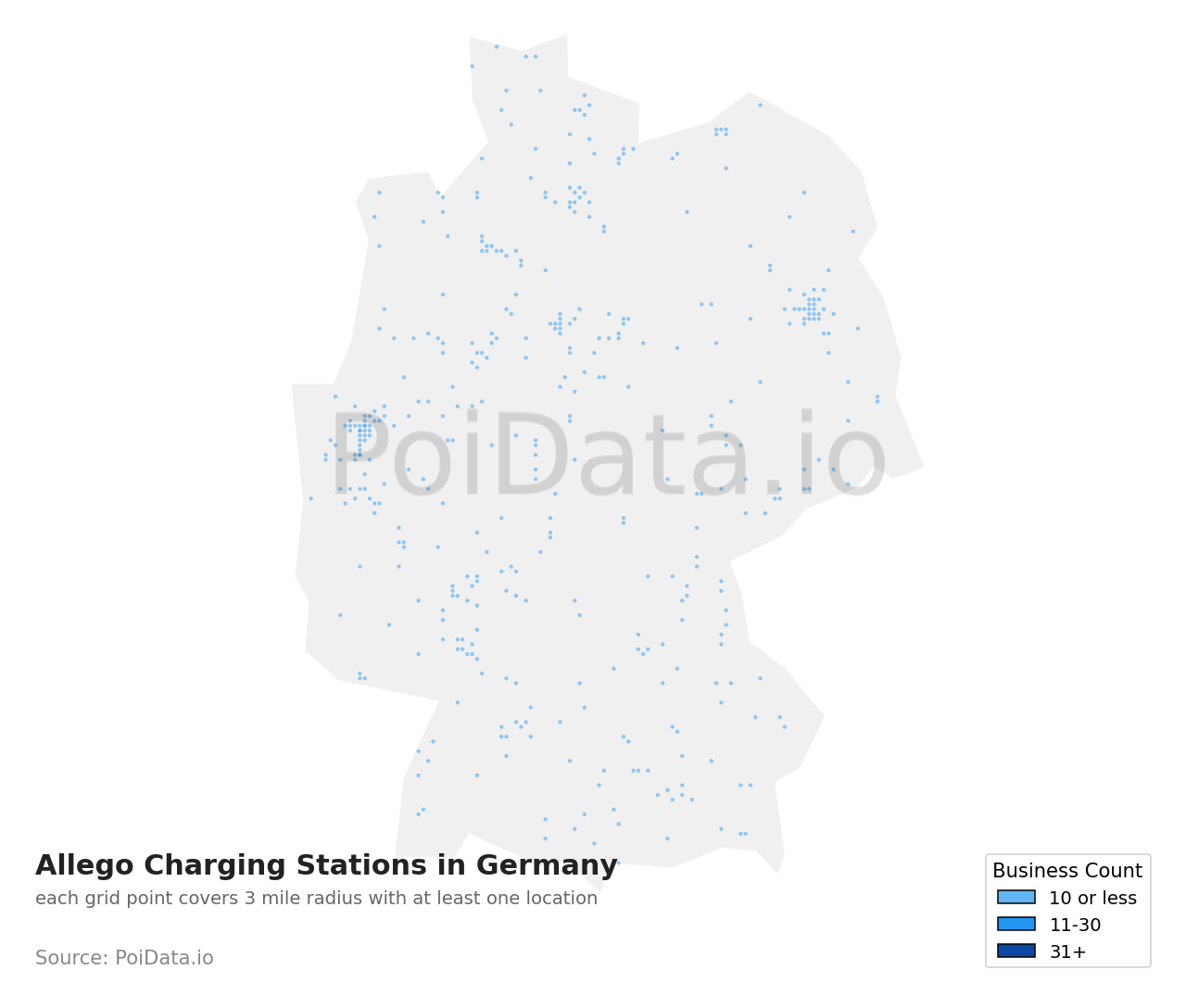 Allego Charging Station density map for Germany
