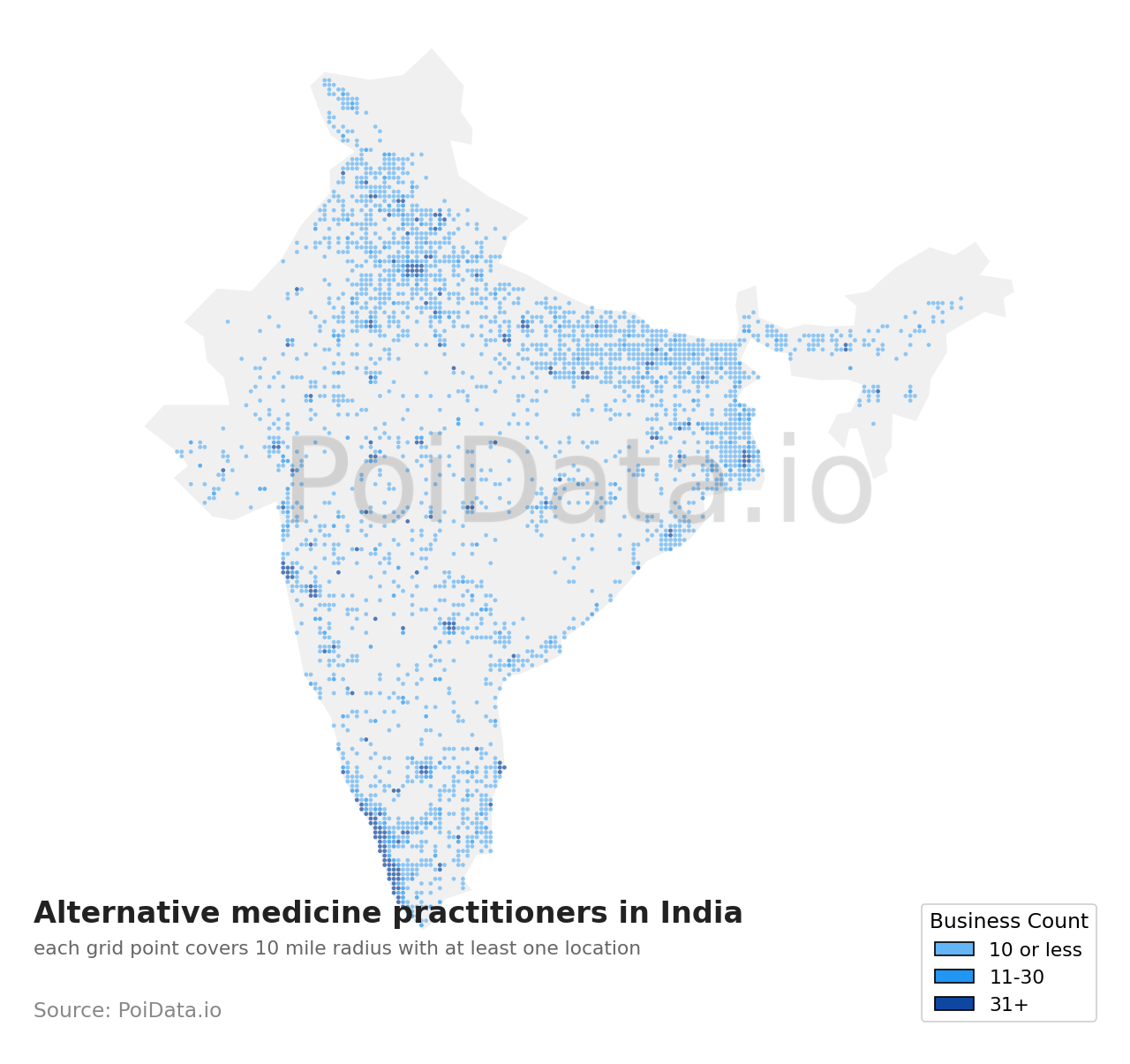 Alternative medicine practitioner density map for India