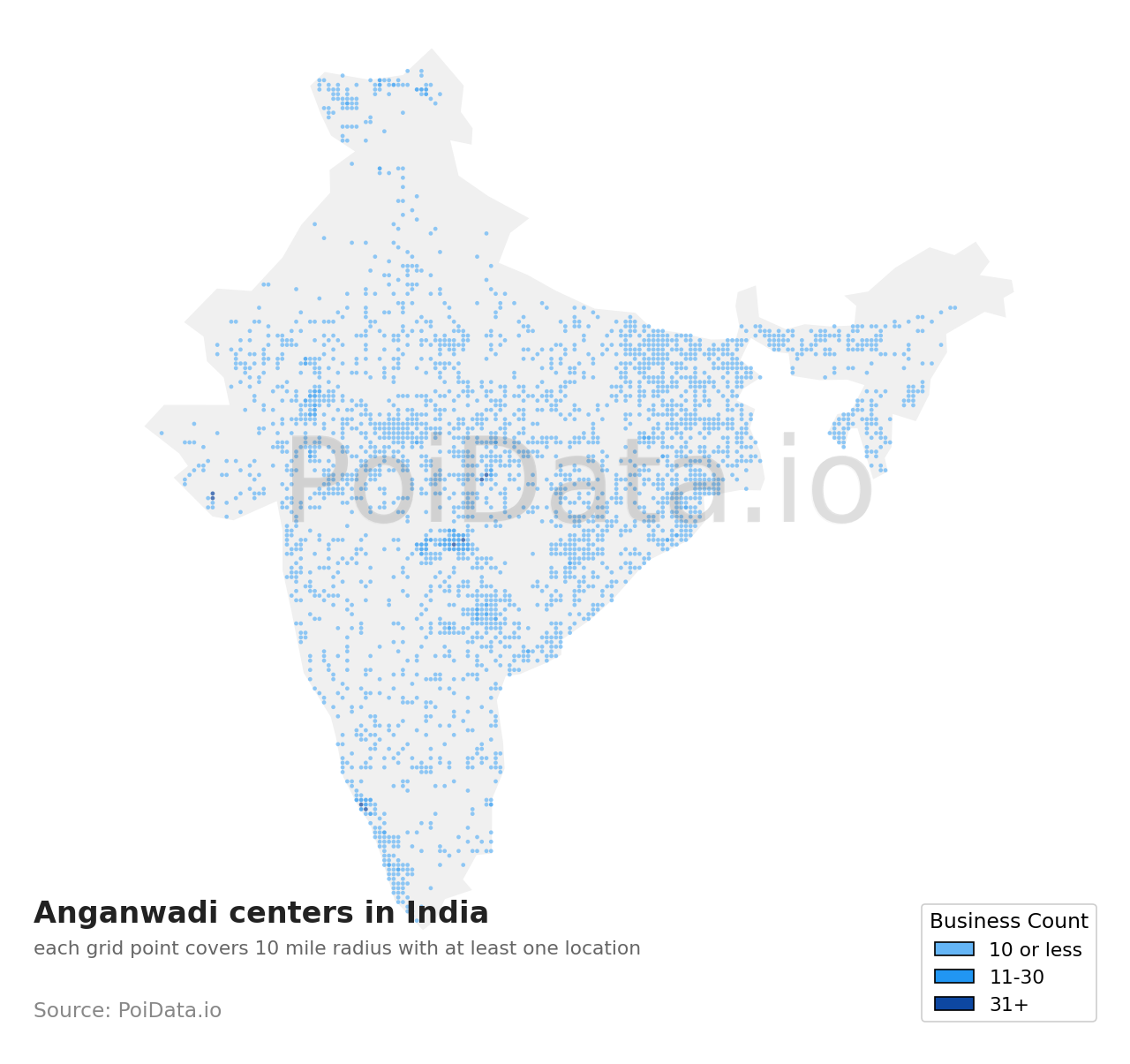Anganwadi center density map for India