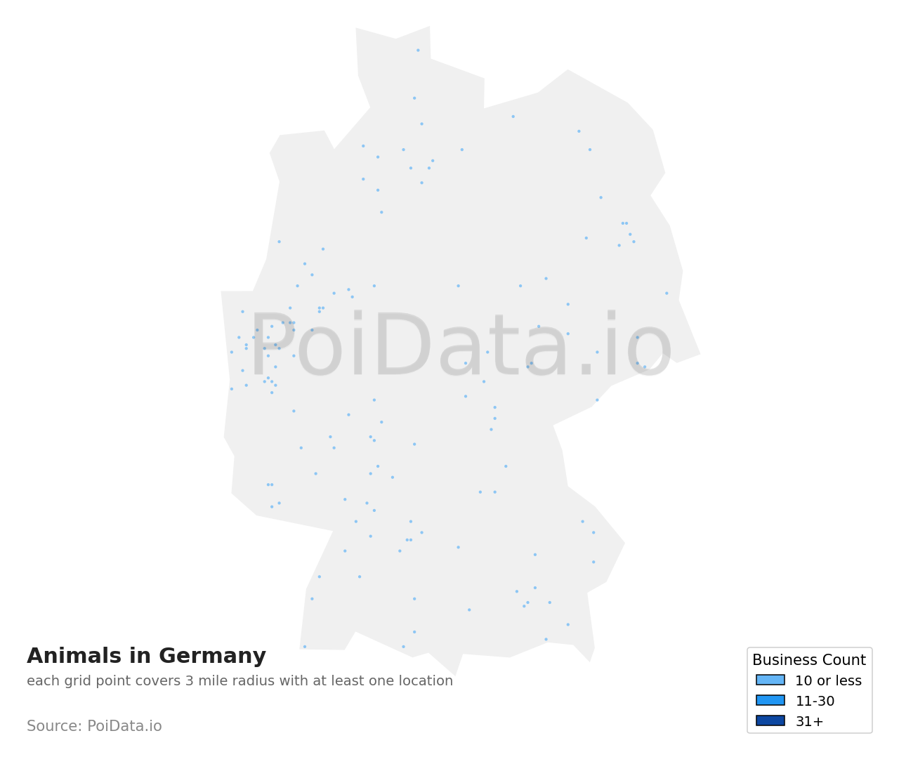 Animals density map for Germany