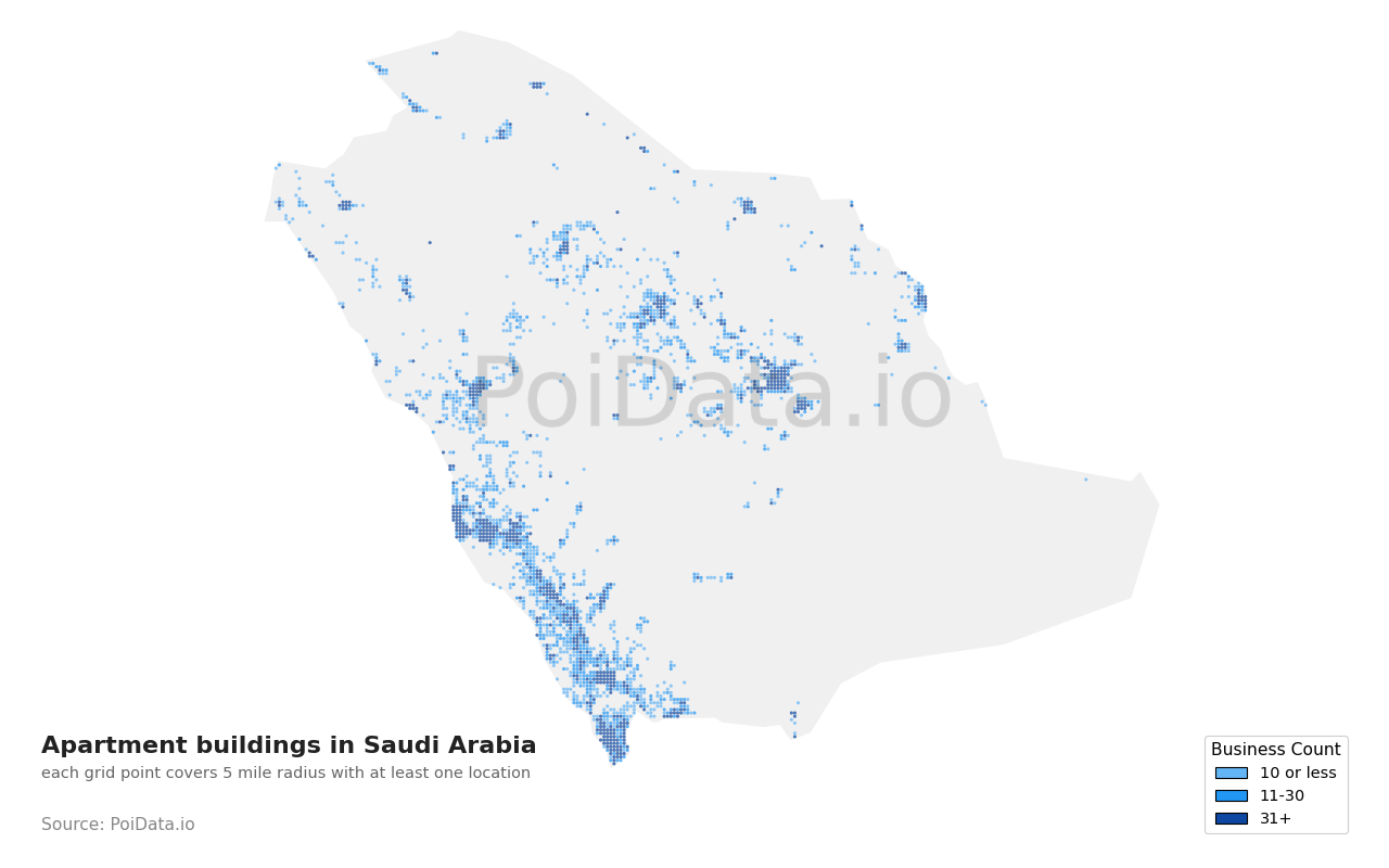Apartment building density map for Saudi Arabia