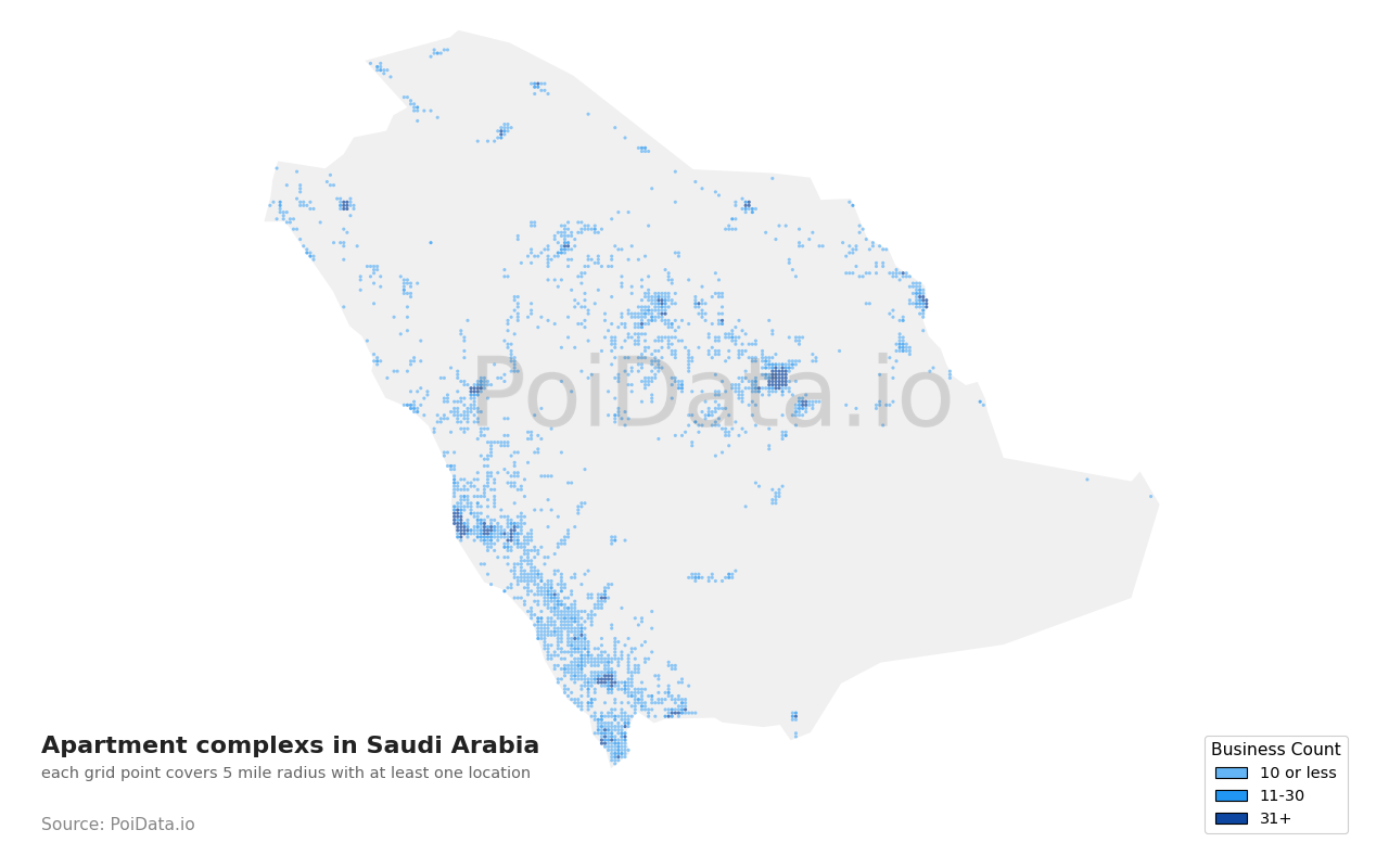 Apartment complex density map for Saudi Arabia