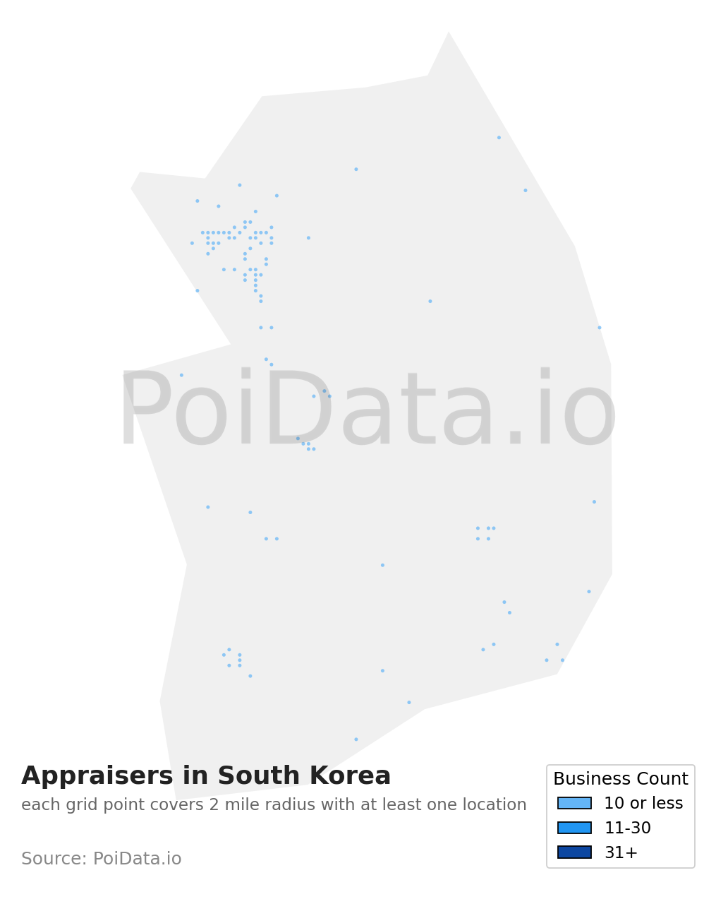Appraiser density map for South Korea