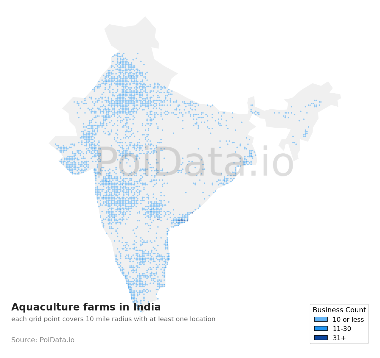 Aquaculture farm density map for India