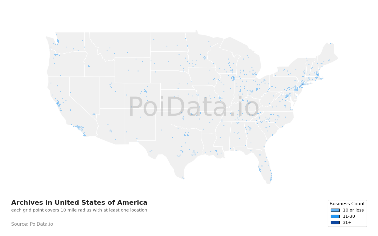 Archive density map for Florida, United States