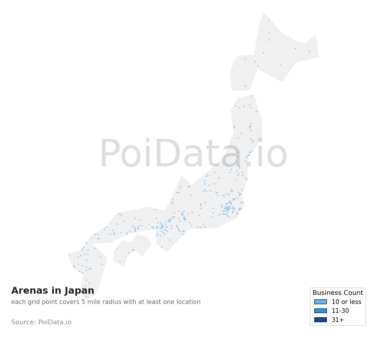 Arena density map for Japan