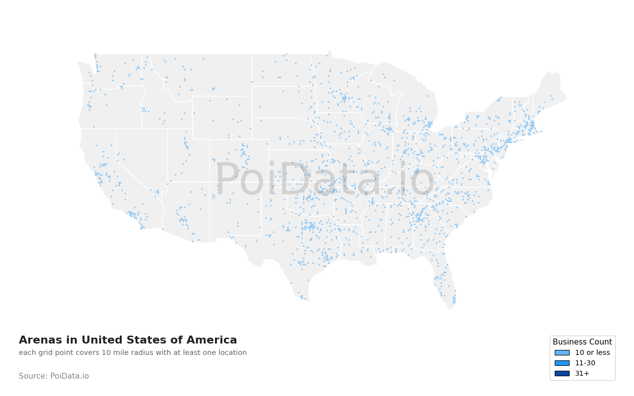 Arena density map for Florida, United States