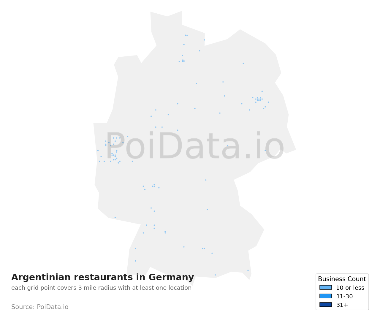 Argentinian restaurant density map for Germany