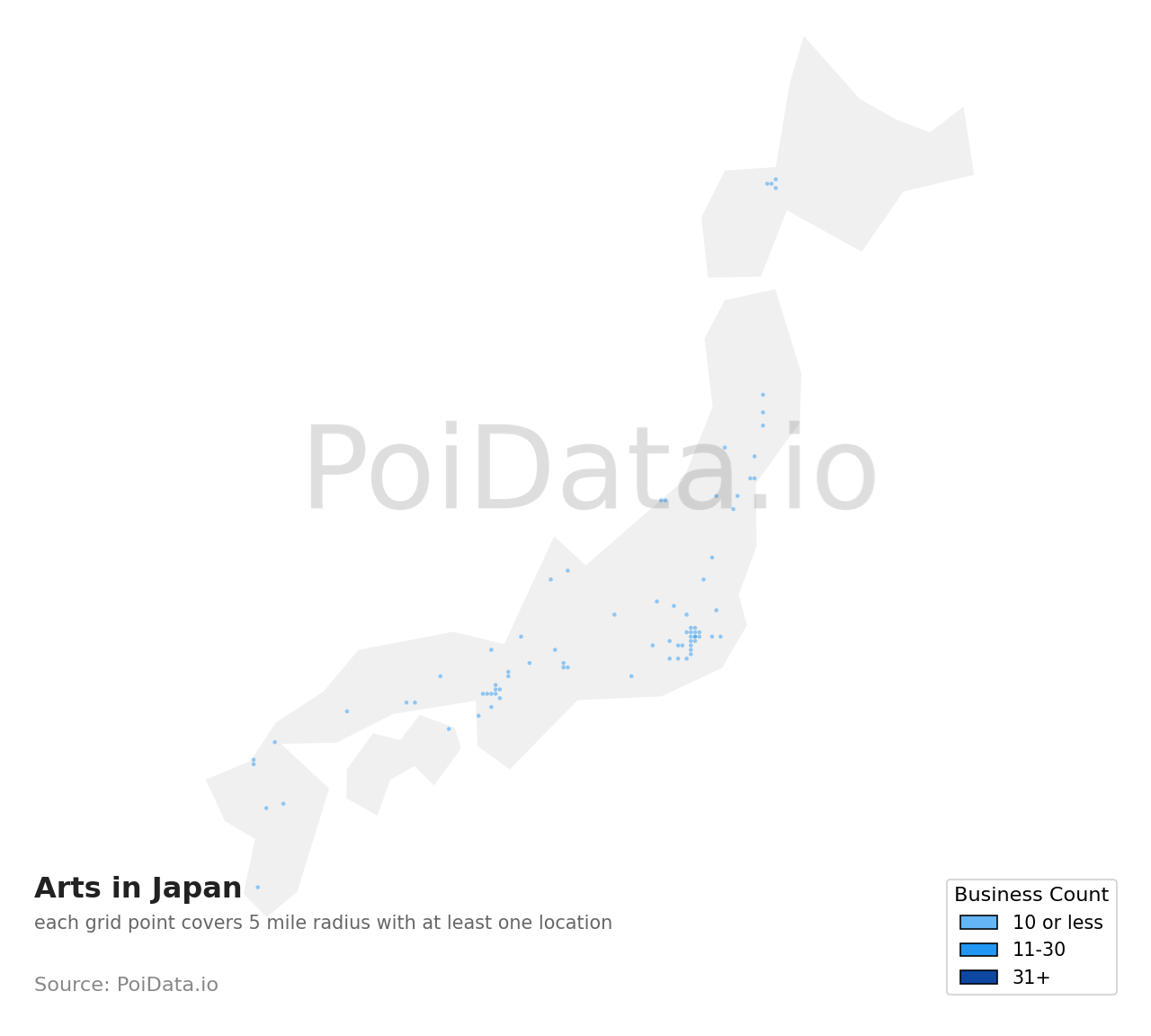 Art density map for Japan