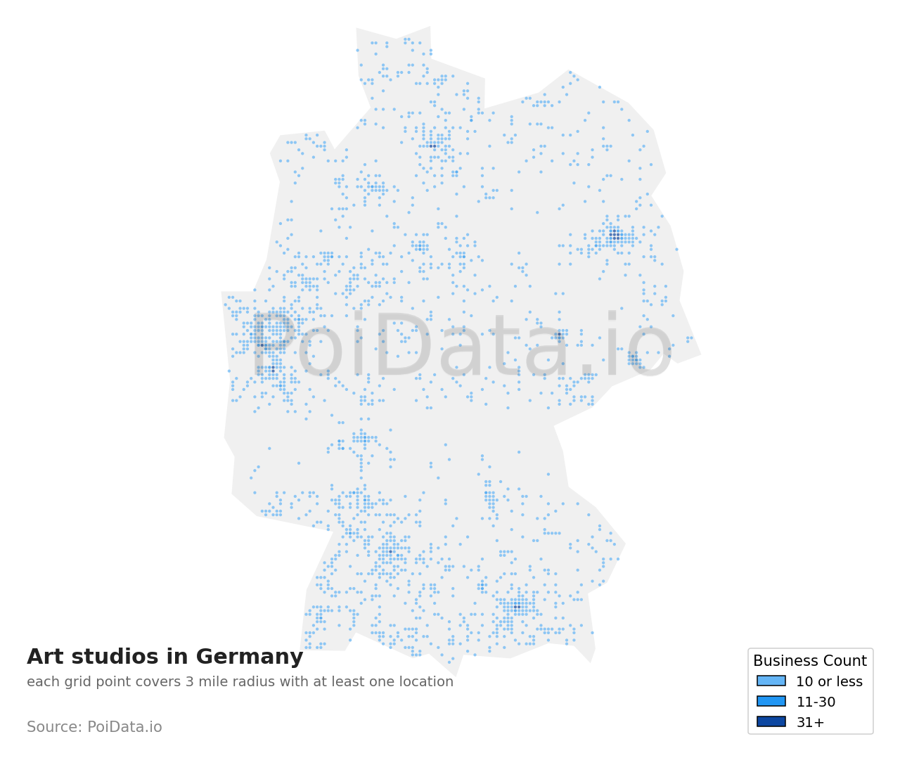 Art studio density map for Germany