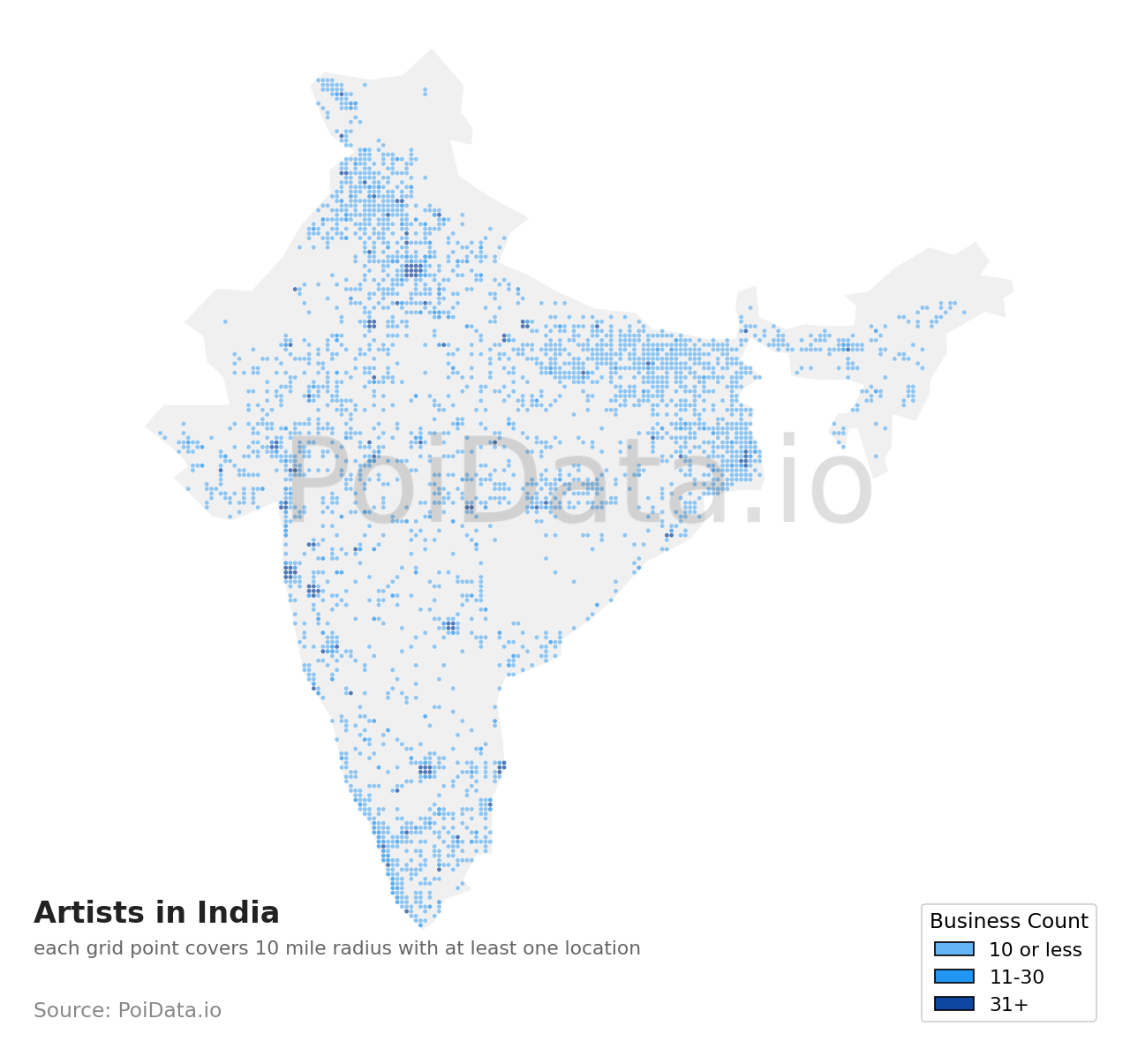 Artist density map for India