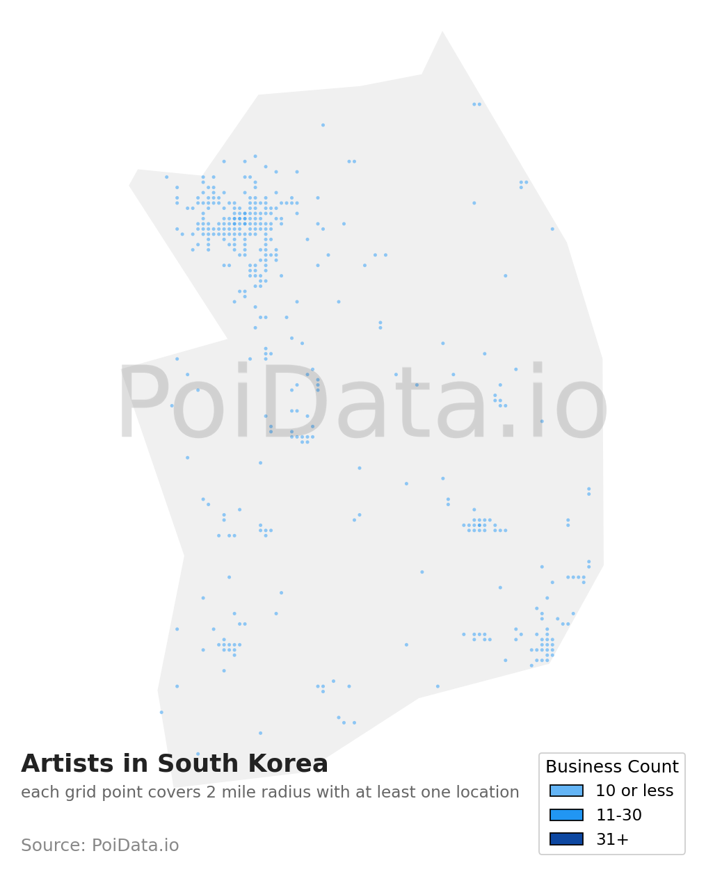 Artist density map for South Korea