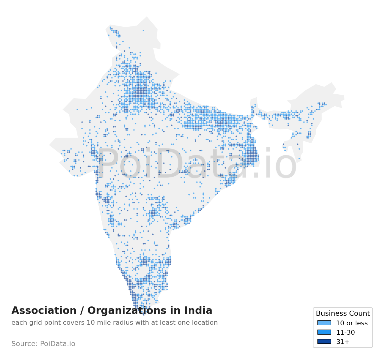 Association / Organization density map for India
