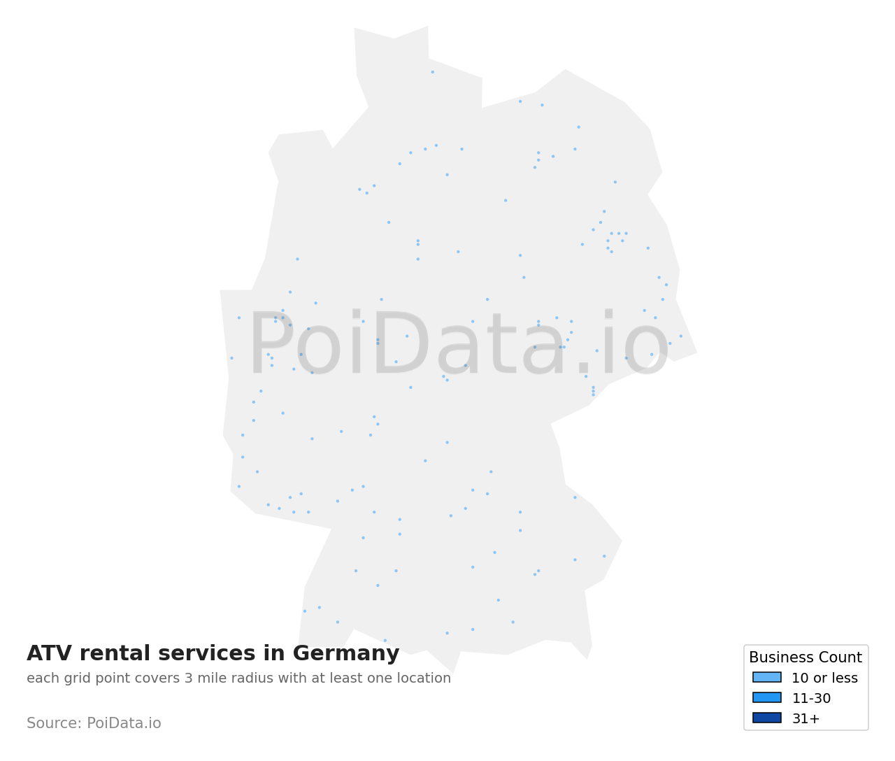 ATV rental service density map for Germany