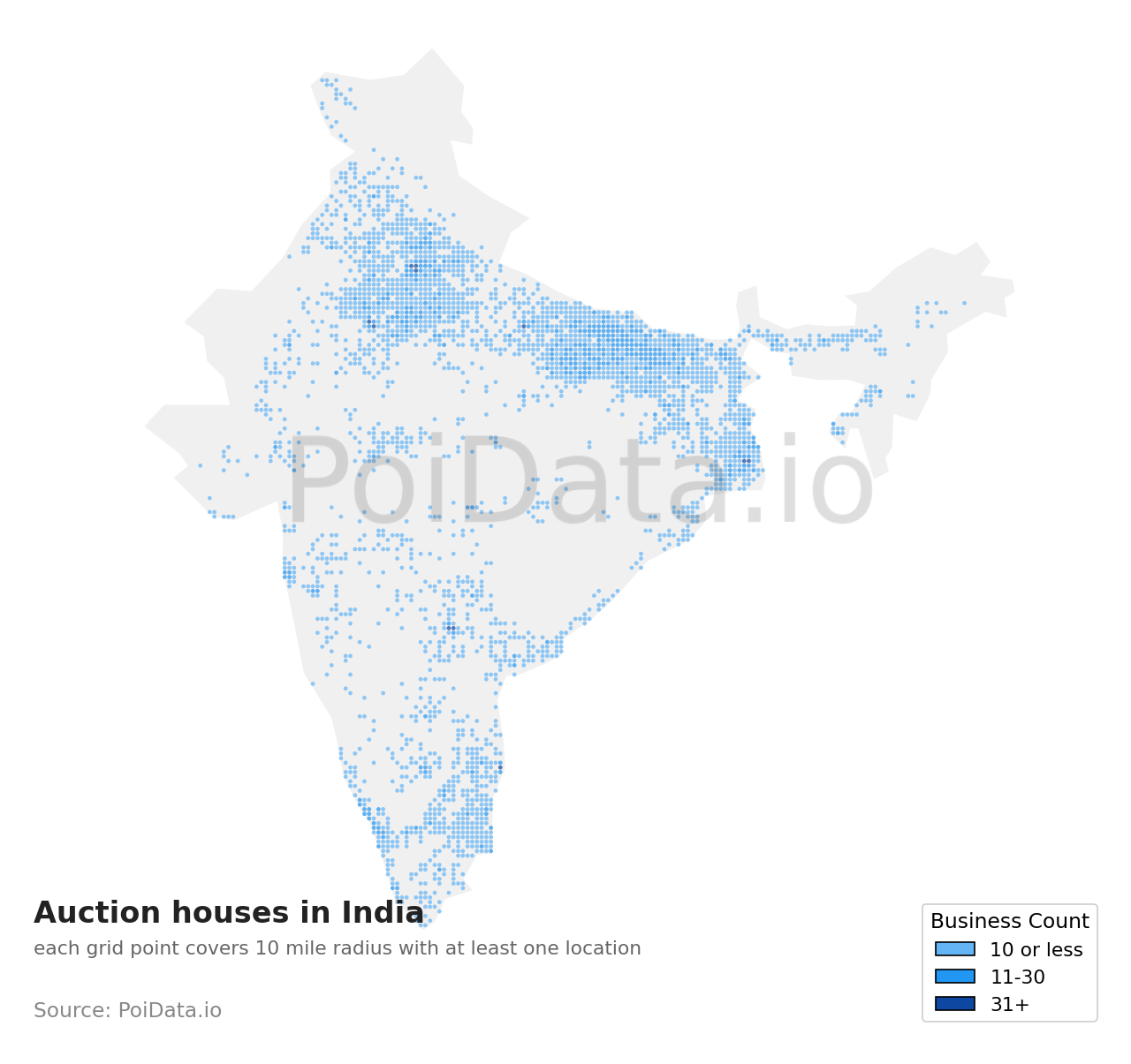 Auction house density map for India