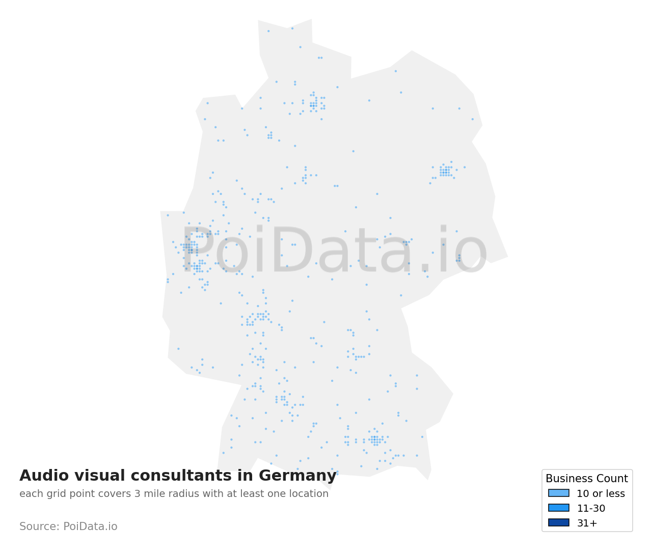 Audio visual consultant density map for Germany