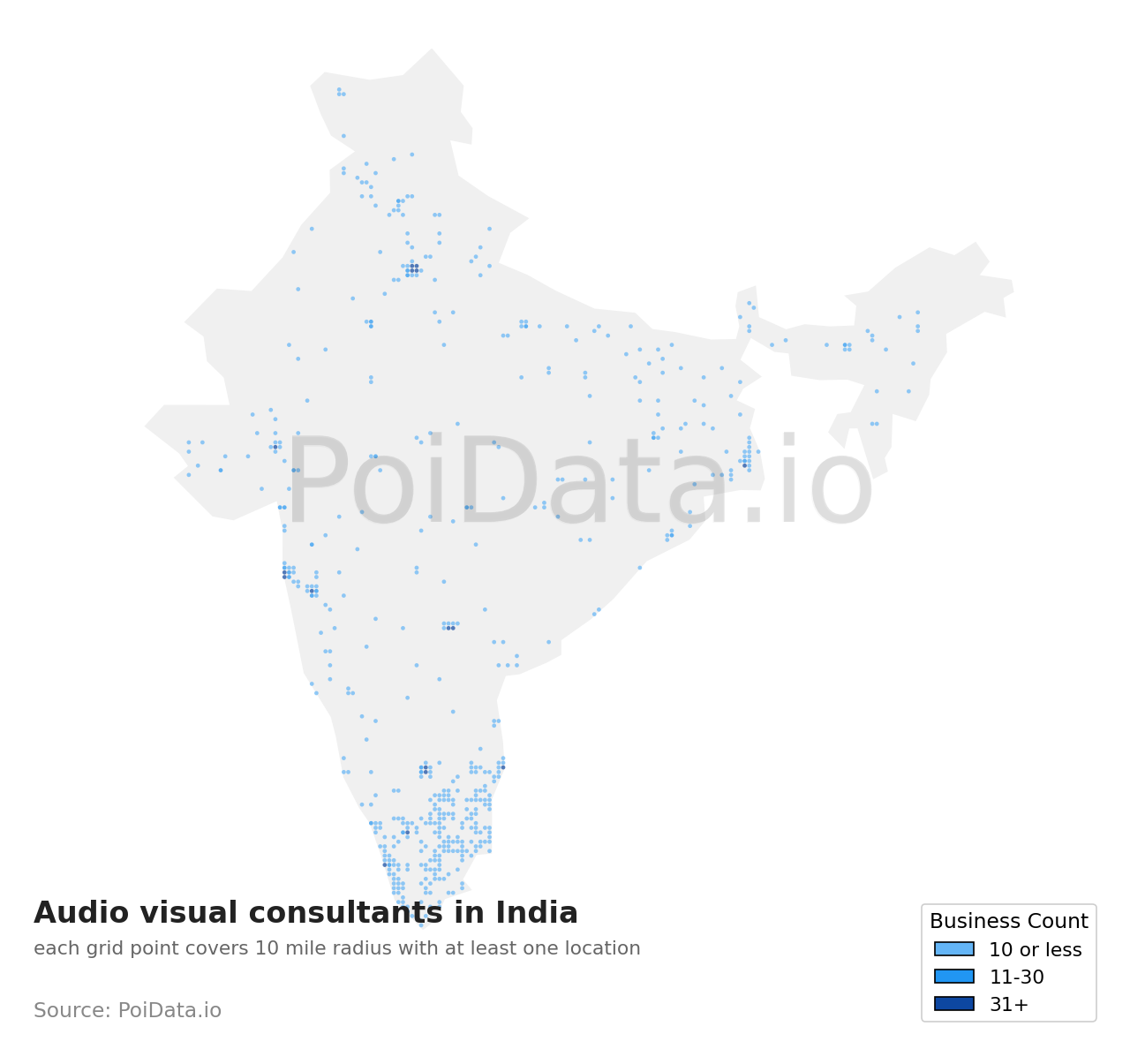 Audio visual consultant density map for India