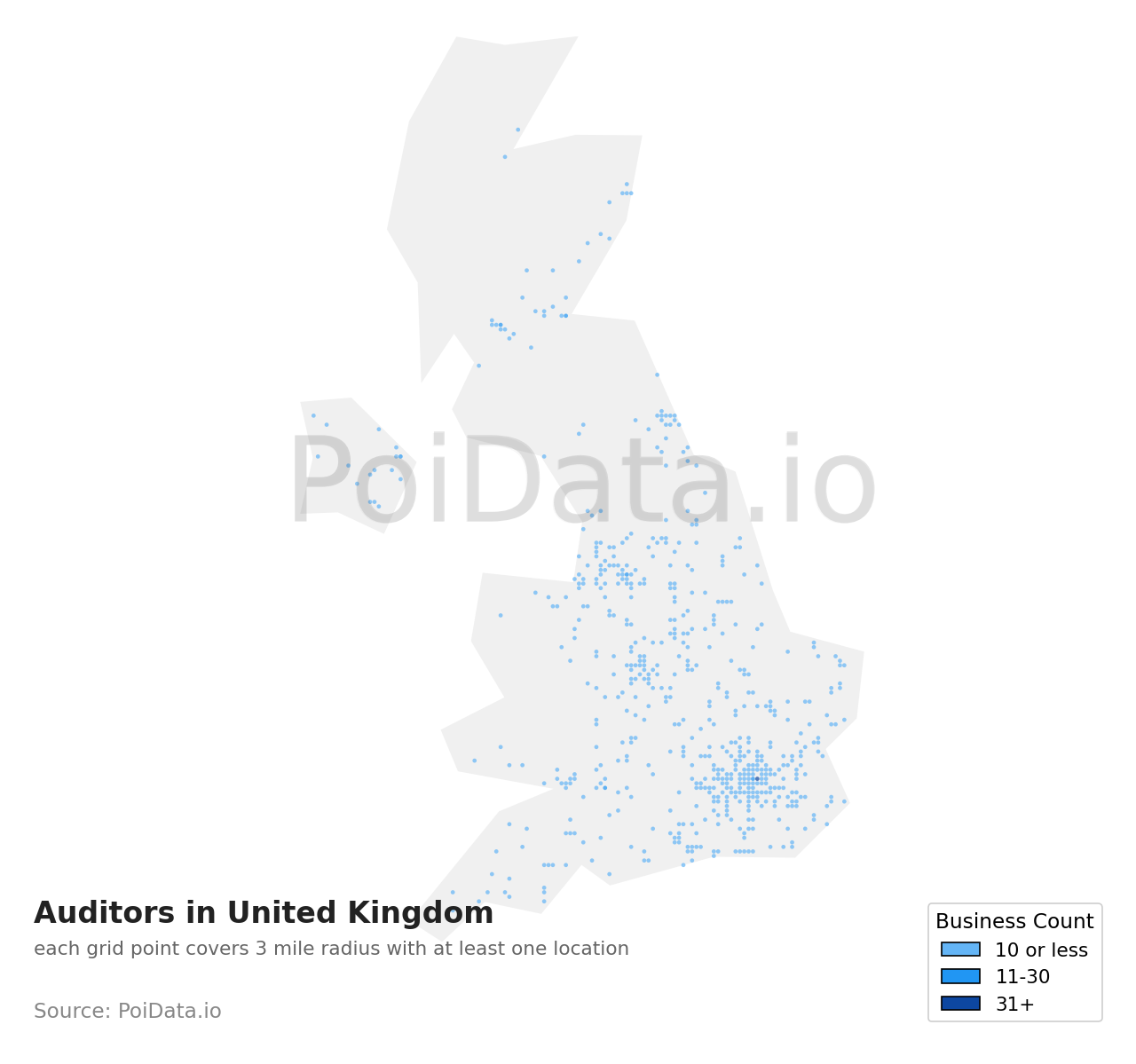 Auditor density map for United Kingdom