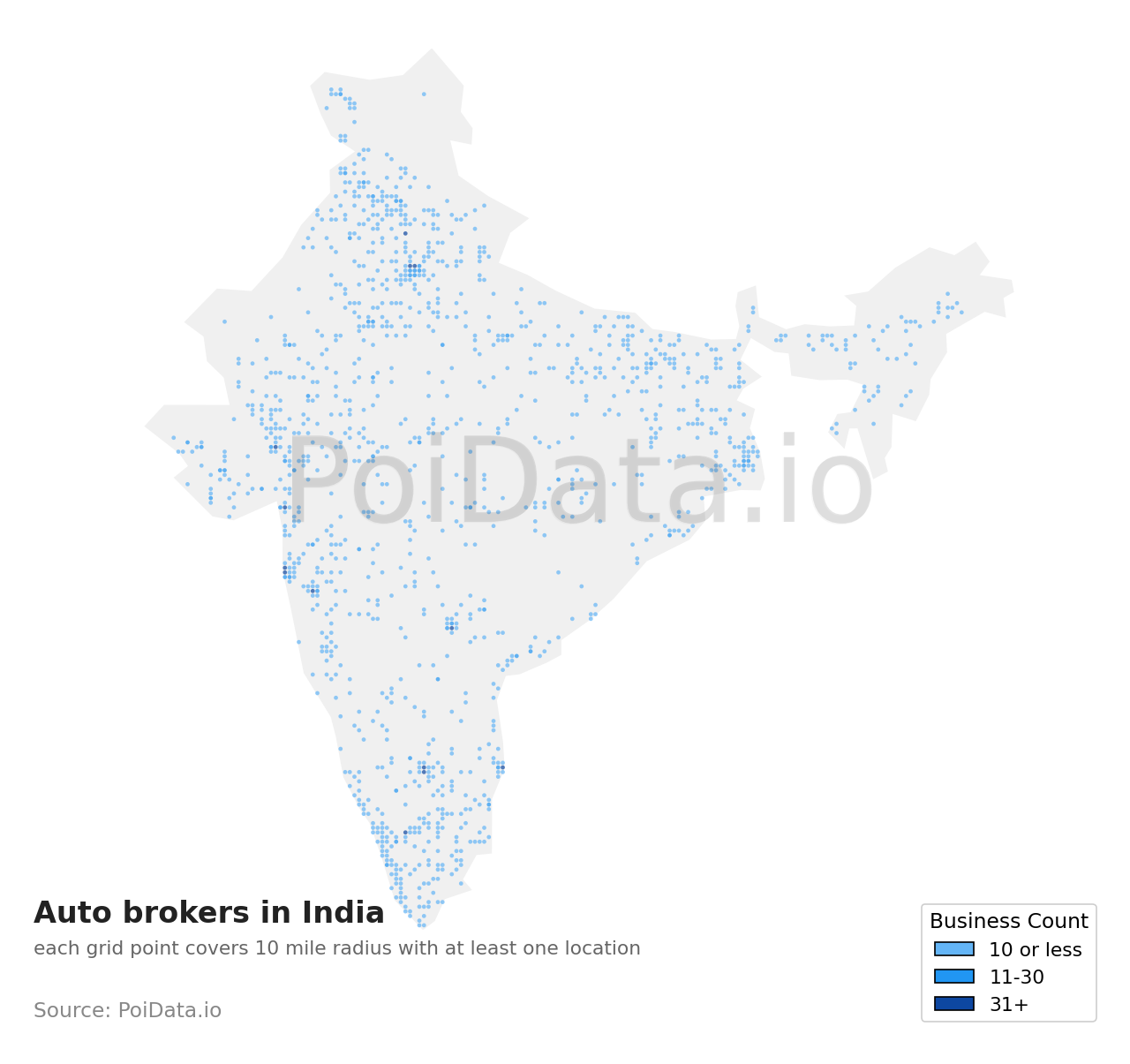 Auto broker density map for India