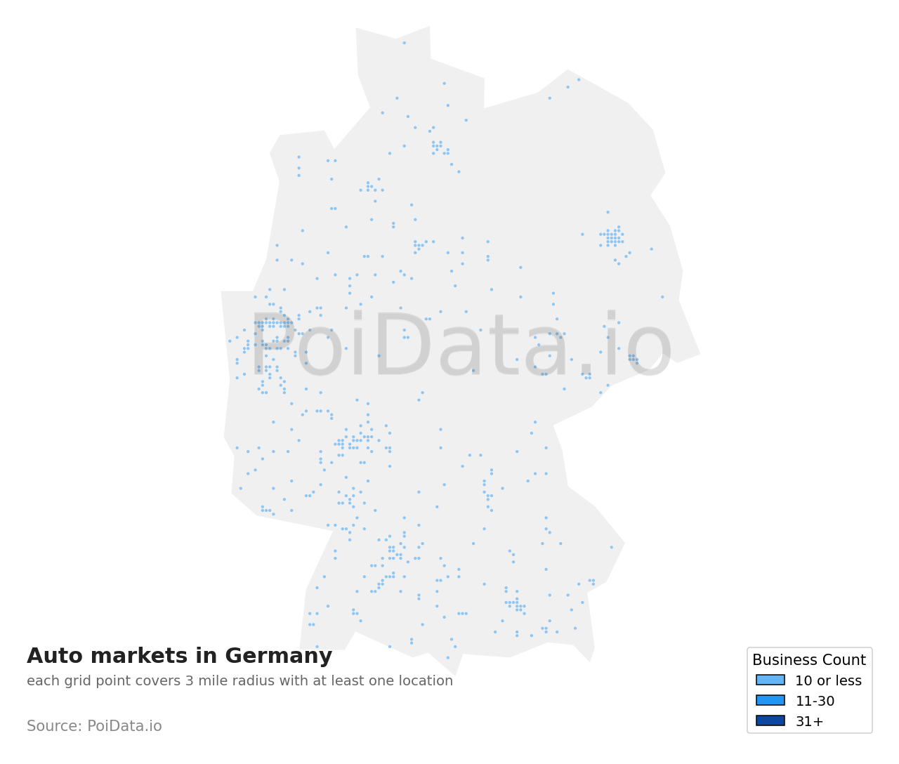 Auto market density map for Germany