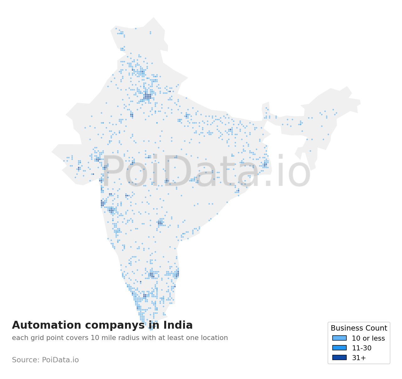 Automation company density map for India