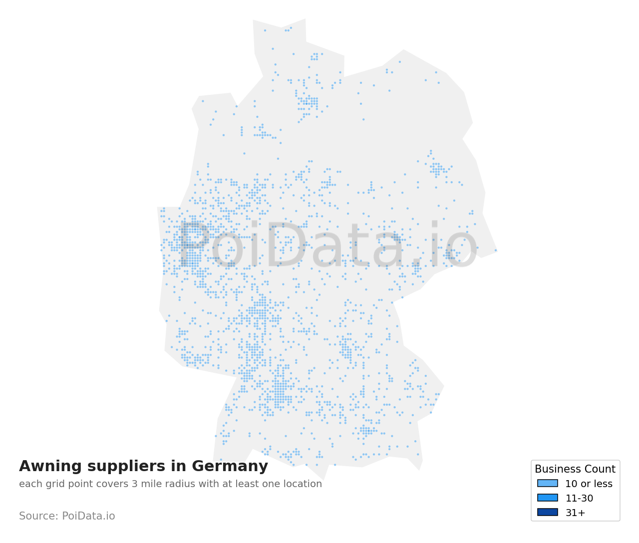 Awning supplier density map for Germany