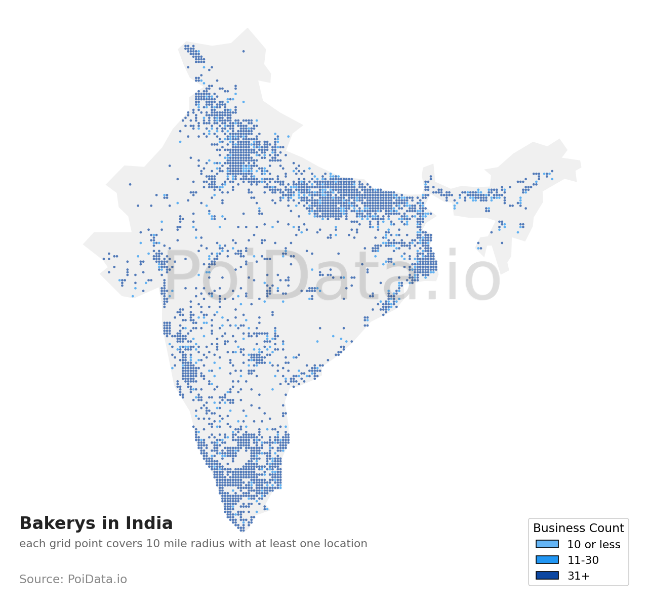 Bakery density map for India