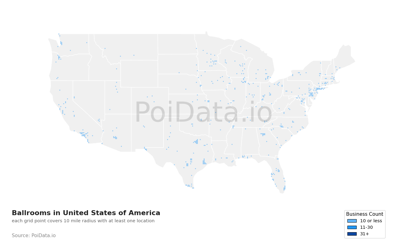 Ballroom density map for United States