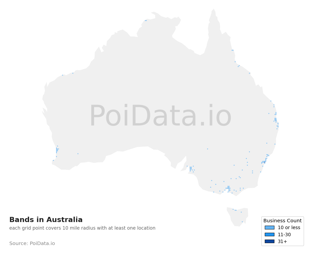 Band density map for Australia