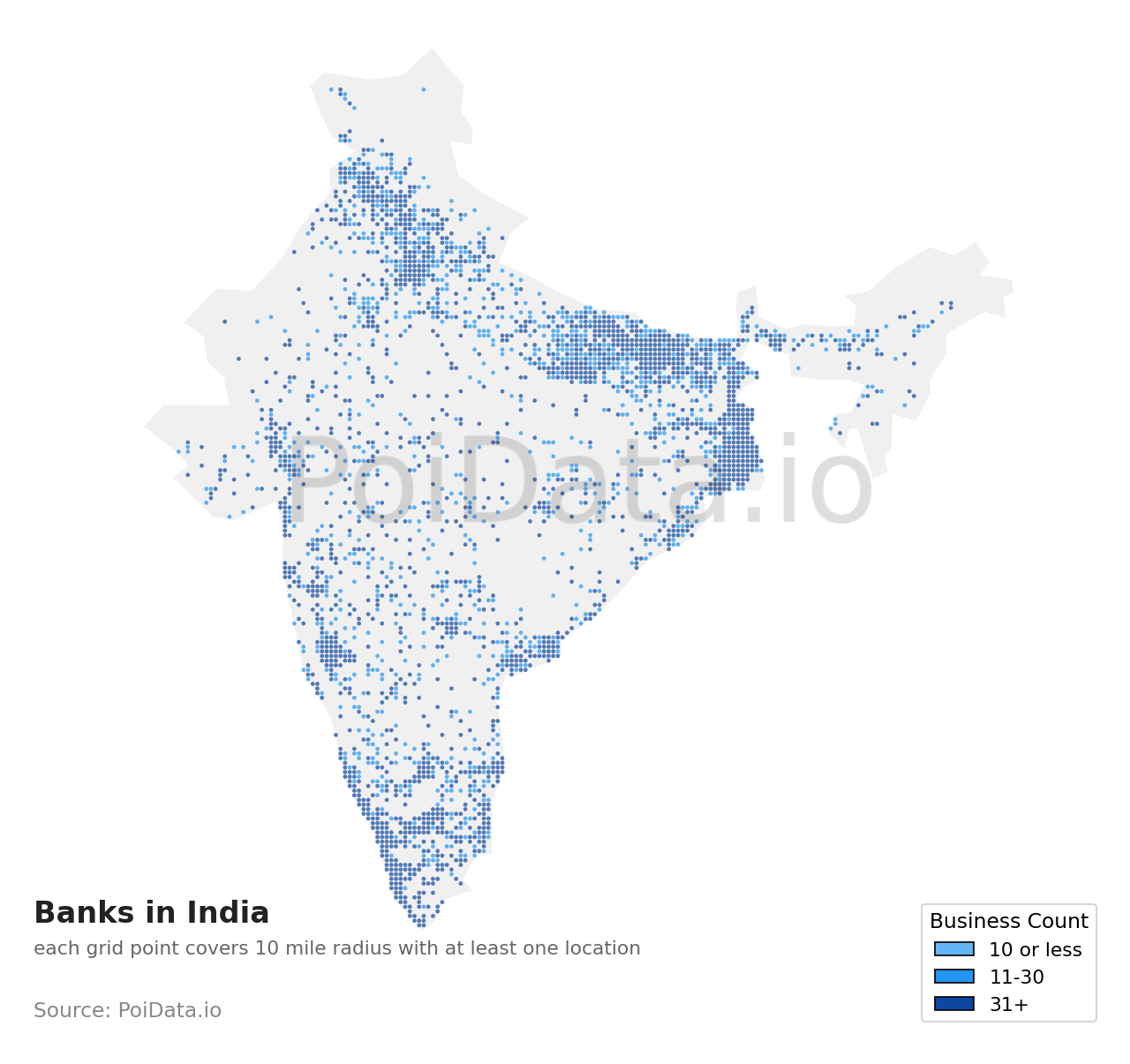 Bank density map for India