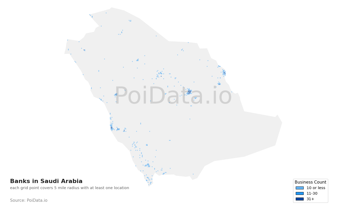 Bank density map for Saudi Arabia
