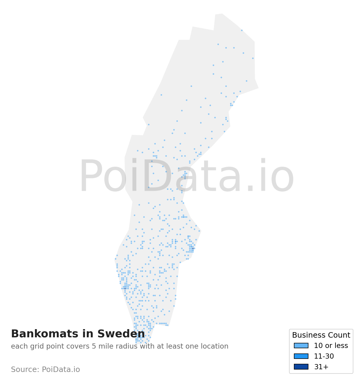 Bankomat density map for Sweden