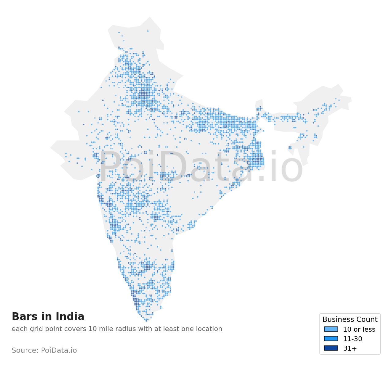 Bar density map for India