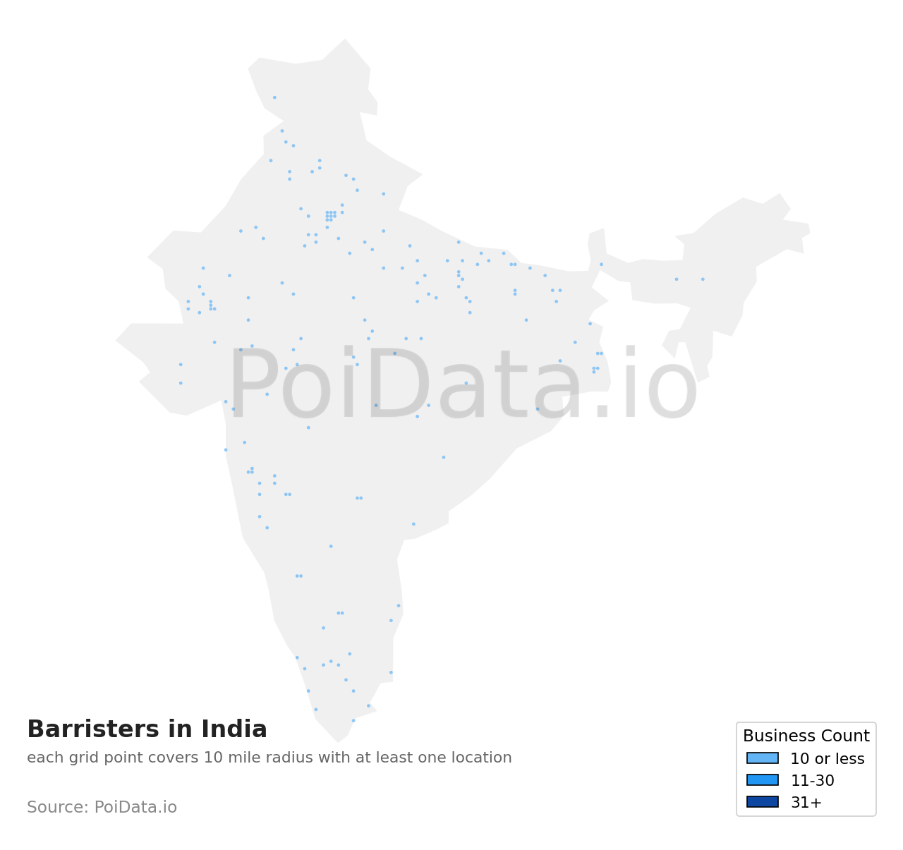 Barrister density map for India