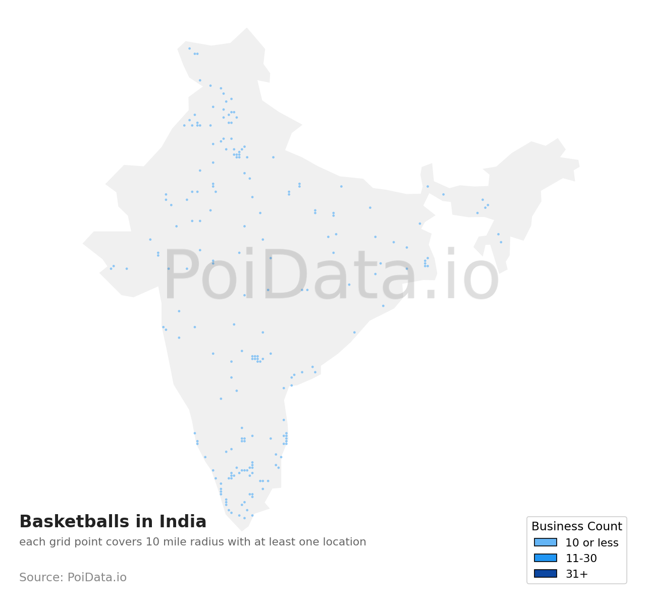 Basketball density map for India