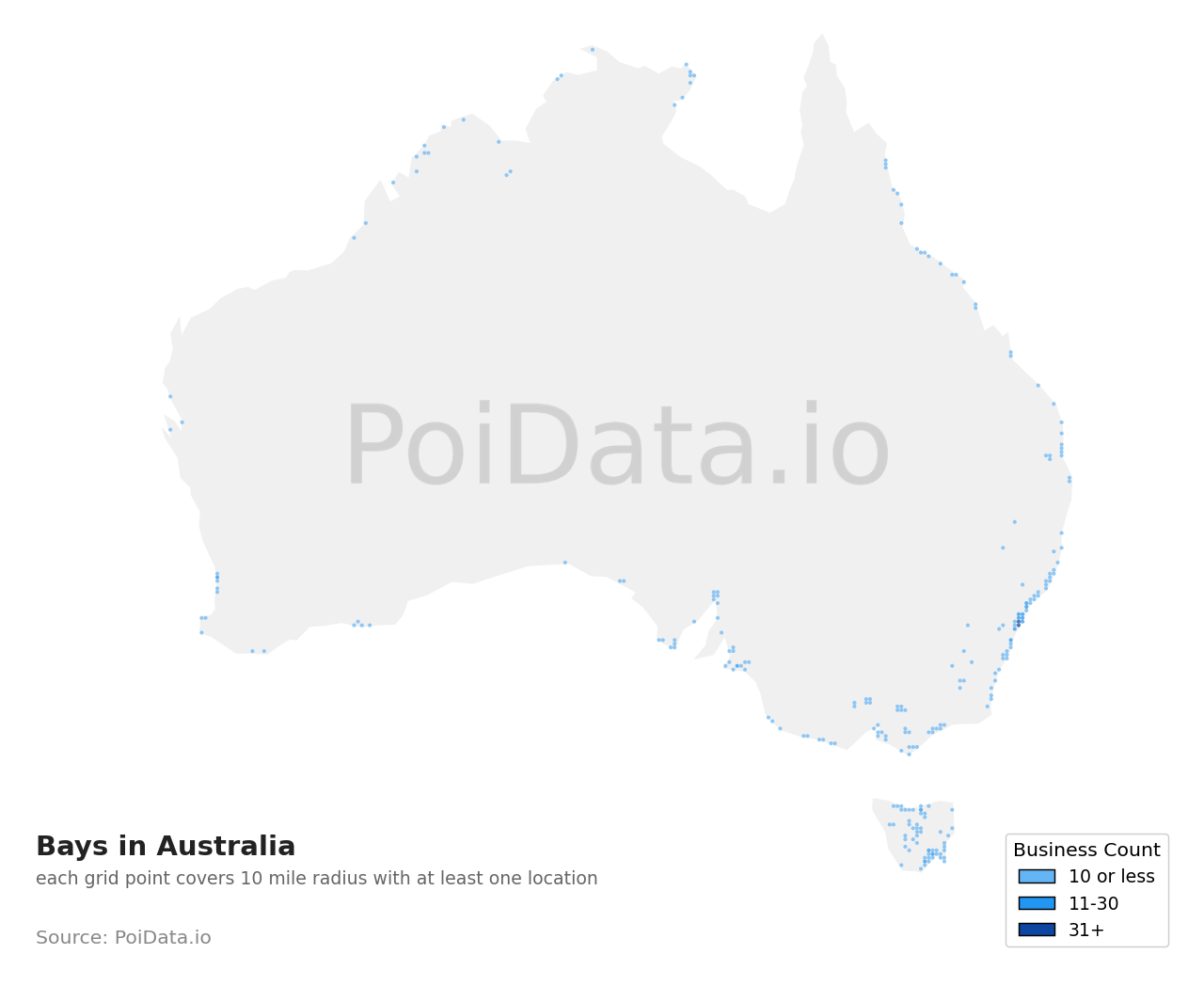 Bay density map for Australia