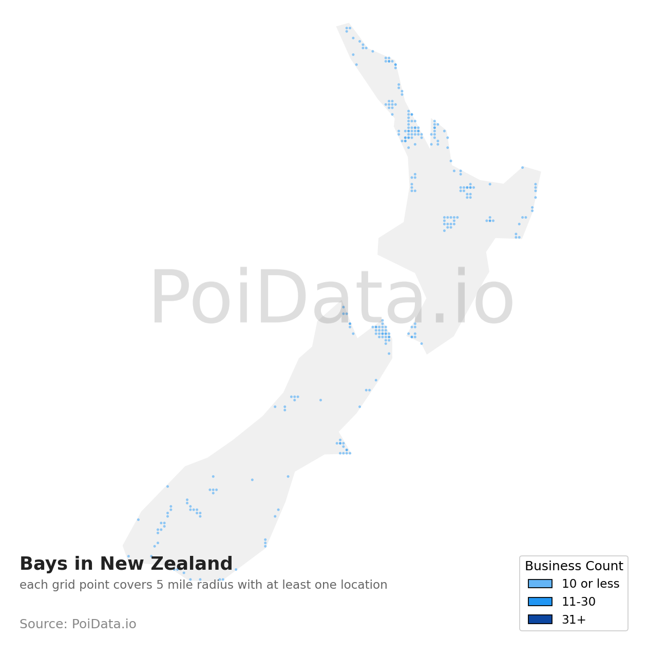 Bay density map for New Zealand