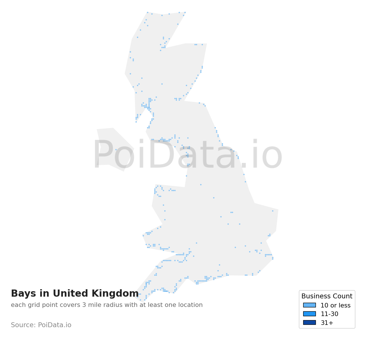 Bay density map for United Kingdom