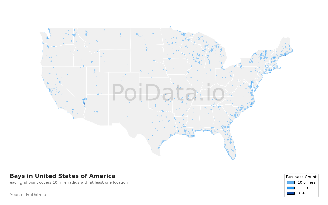 Bay density map for United States